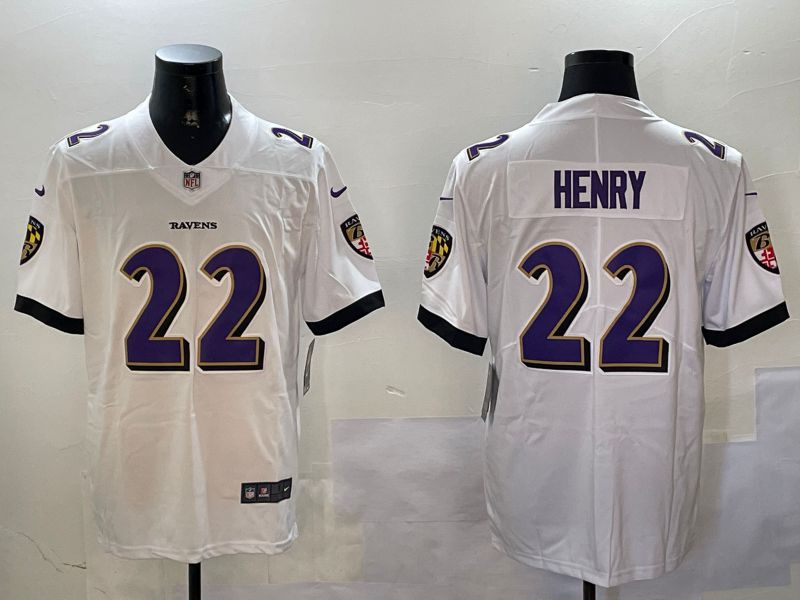 Men Baltimore Ravens #22 Henry White Second generation 2024 Nike Limited NFL Jersey style 1